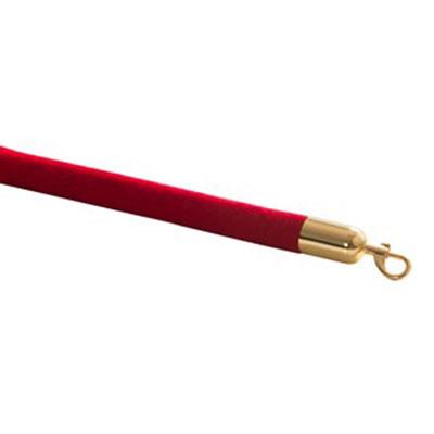 Køstolpe fløyel tau, 150cm, rød,gull krok